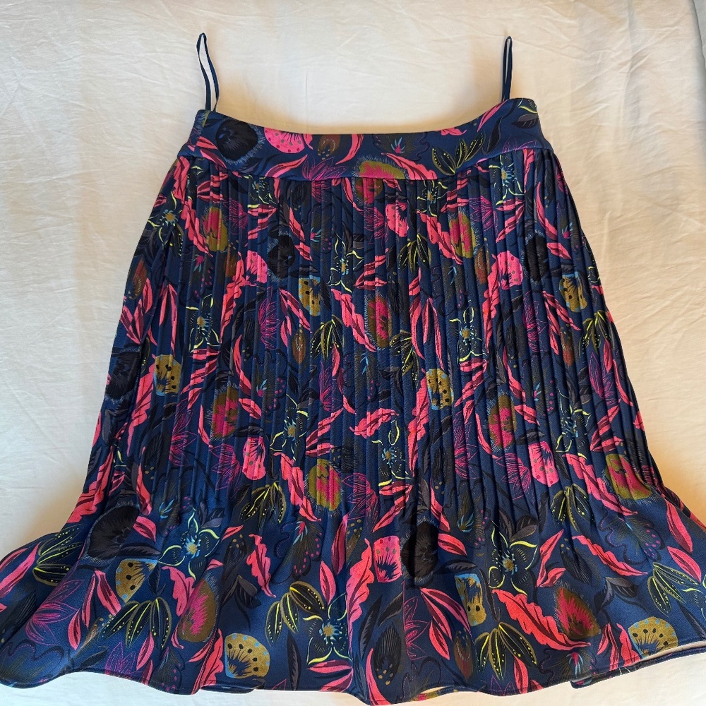 Saloni Navy Pink Floral Maggie Pintucked Mini Skirt